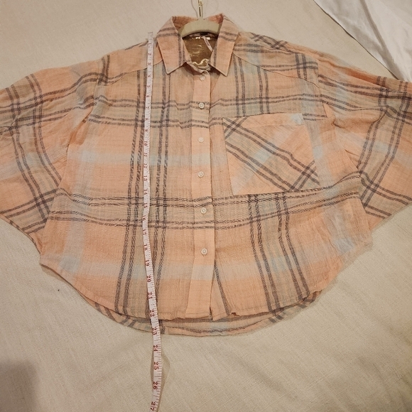Free People Cropped Cutie Plaid button down Shirt womens size XS - Picture 8 of 11